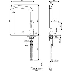 Ideal Standard - Mitigeur évier L 1 jet CERALOOK bec orientable chromé - BC176AA