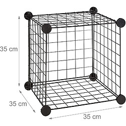 Helloshop26 Étagère modulable grille treillis 9 cubes compartiments métal meuble rangement grillage 35x35 cm noir 13_0001074