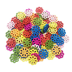 100 pcs mélangé couleur fleur bois boutons 4 trous pour coudre scrapbooking artisanat pas cher