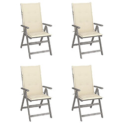 vidaXL Chaises inclinables de jardin lot de 4 et coussins Bois acacia