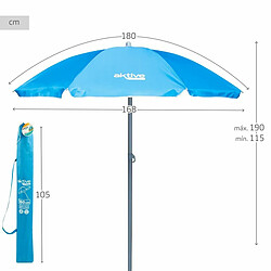 Parasol Aktive UV50 Ø 180 cm Bleu Polyester Aluminium 180 x 187,5 x 180 cm (12 Unités) pas cher