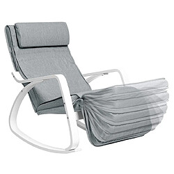 Helloshop26 Fauteuil à bascule en bois de bouleau chaise berçante avec repose-pieds réglable en 5 angles imitation lin capacité de charge 150 kg salon gris clair 12_0002783