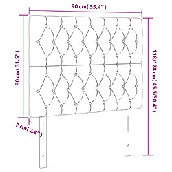vidaXL Têtes de lit 2 pcs Marron Foncé 90x7x78/88 cm Tissu pas cher