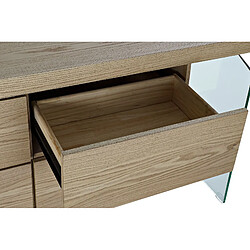 Pegane Commode en bois MDF marron clair avec 2 étagères et 4 tiroirs - Largeur 160 x Hauteur 80 x Profondeur 45 cm pas cher