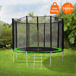 Hauki Trampoline de jardin avec filet de sécurité et échelle set complet vert Ø 366 cm