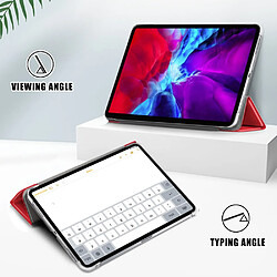 Etui en PU Réveil/Veille automatique Transparent avec support tri-pliure rouge pour votre Apple iPad Pro 12.9 pouces (2021)/(2020)/(2018)