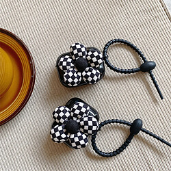 GUPBOO Airpods Coque Housse Étui Protecteur Compatible pour AirPods Pro-Ins simples fleurs en damier noir et blanc