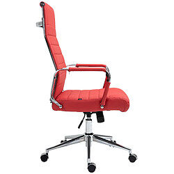 Decoshop26 Fauteuil de bureau avec accoudoirs siège pivotant mécanisme à bascule en cuir véritable rouge 10_0002521