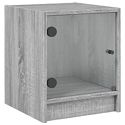 Maison Chic Table de chevet avec porte en verre, Table de Nuit sonoma gris 35x37x42 cm