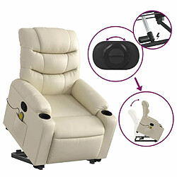 Maison Chic Fauteuil Relax pour salon, Fauteuil inclinable de massage Crème Similicuir -GKD87097 pas cher