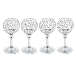 4pcs cristal bougie titulaire bougie chauffe-plat chandelier argent - s