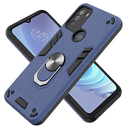 Coque en TPU antichoc, hybride avec béquille à anneau rotatif bleu pour votre Motorola Moto G50