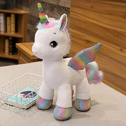 Universal 60cmunicorn rêve arc-en-ciel en peluche de haute qualité cheval pp coton en peluche (blanc)