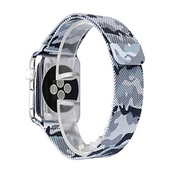 Avis Wewoo Bracelet de montre-bracelet en acier imprimé pour Apple Watch séries 3 et 2 & 1 38 mm (noir camouflage)