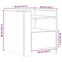 vidaXL Table de chevet noir 45x50x50 cm bois d’ingénierie pas cher