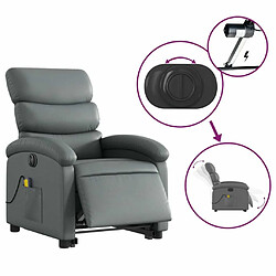 Maison Chic Fauteuil Relax pour salon, Fauteuil inclinable de massage électrique gris similicuir -GKD99802 pas cher