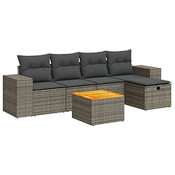 vidaXL Salon de jardin 6 pcs avec coussins gris résine tressée