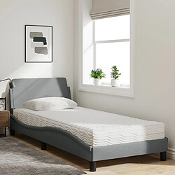 Avis Vidaxl Lit avec matelas gris clair 90x190 cm tissu