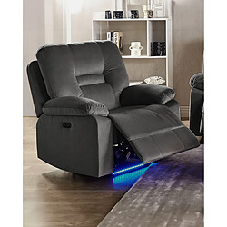 Beliani Fauteuil BERGEN LED Velours Gris foncé