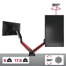 Acheter Duronic DMGM5X1 Support de moniteur | 1 écran entre 15 et 32 pouces | Lumière d'ambiance LED rouge | Hauteur ajustable | VESA 75/100 | 8 kg | Bras à gaz | Flexibilité de pivot, rotation et inclinaison