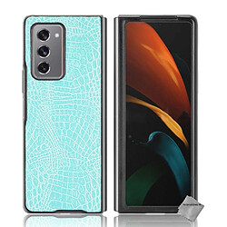 Htdmobiles Coque rigide simili cuir crocodile pour Samsung Galaxy Z Fold 2 5G - BLEU CLAIR