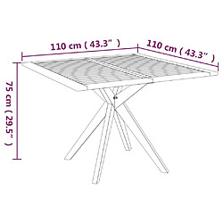 Maison Chic Table de jardin | Table d'extérieur 110x110x75 cm Bois d'acacia solide -GKD70922 pas cher