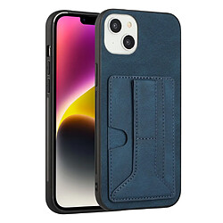 Coque en TPU + PU avec béquille et porte-carte pour votre iPhone 14 Plus - saphire