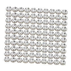 Avis 100pcs 8mm alliage d'argent rhinestone perles spacer bricolage trouver une fleur