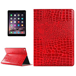 Wewoo Smart Cover rouge pour iPad Air 2 cartes et portefeuille Crocodile Texture horizontale Flip étui en cuir avec titulaire fentes