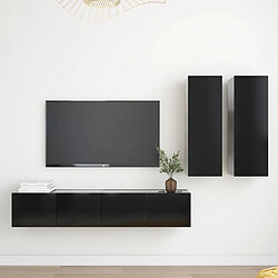 vidaXL Ensemble de meubles TV 4 pcs Noir Bois d'ingénierie