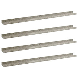 vidaXL Étagères murales 4 pcs Gris béton 100x9x3 cm