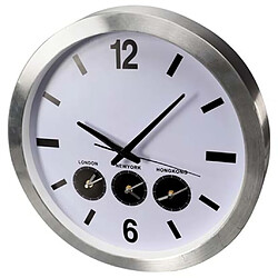 Perel Horloge murale trois fuseaux horaires 45,5 cm Blanc et argenté pas cher