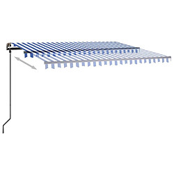 Avis vidaXL Auvent manuel rétractable avec LED 4,5x3 m Bleu et blanc