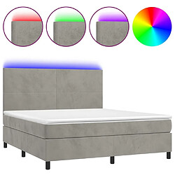 Sommier à lattes LED,Cadre à lattes de lit avec matelas pour Adulte Gris clair 160x200 cm -MN48997