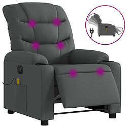 Maison Chic Fauteuil Relax pour salon, Fauteuil inclinable de massage électrique gris foncé tissu -GKD31836