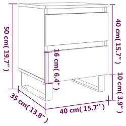 vidaXL Tables de chevet 2 pcs blanc 40x35x50 cm bois d’ingénierie pas cher