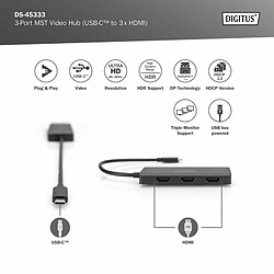 Acheter Digitus 3-Port MST Video Hub (USB-C? -> 3x HDMI) - HDMI - 3x HDMI - 3840 x 2160 Pixel - Schwarz - Acrylnitril-adien-Styrol (ABS) - 4K Ultra HD (DS-45333)