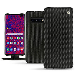 Housse cuir Samsung Galaxy S10 5G - Rabat vertical - Abaca nero ( Noir / Black) - NOREVE