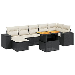 Maison Chic Ensemble Tables et chaises d'extérieur 8 pcs avec coussins,Salon de jardin noir résine tressée -GKD828723