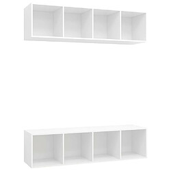 vidaXL Meubles TV muraux 2 pcs Blanc Bois d'ingénierie