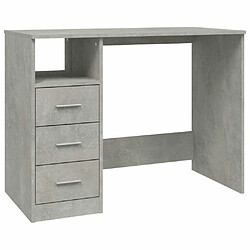 Maison Chic Bureau solide,Table de travail,Bureau d'ordinateur avec tiroirs Gris béton 102x50x76 cm Bois d'ingénierie -GKD91867