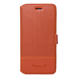 Façonnable Étui Folio pour Apple iPhone 6/iPhone 6S Micro Perforé avec Porte-Cartes Orange