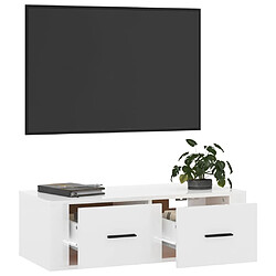 Acheter vidaXL Meuble TV suspendu Blanc brillant 80x36x25 cm Bois d'ingénierie