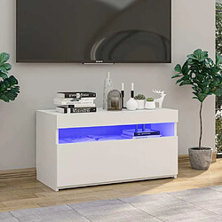 Maison Chic Meubles TV avec lumières LED - Banc TV pour salon Blanc brillant 75x35x40 cm -MN78824