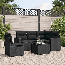 vidaXL Salon de jardin 6 pcs avec coussins noir résine tressée