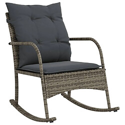 vidaXL Chaise à bascule de jardin avec coussins gris résine tressée