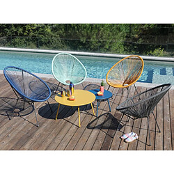 ALIZÉ Table basse jardin ronde en acier Rio 70 cm bleu.