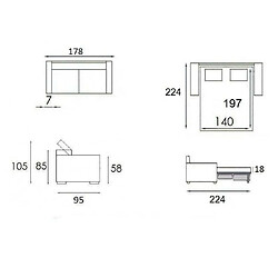 Inside 75 Canapé lit 3 places MONTMARTRE en microfibre marron couchage 140cm convertible express MATELAS 18CM pas cher