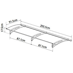 Marquise transparente 91,5x205,5cm argent - 701125 - PALRAM