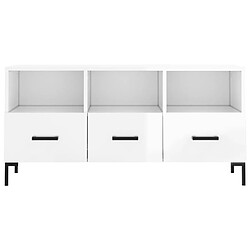 Acheter vidaXL Meuble TV Blanc brillant 102x36x50 cm Bois d'ingénierie